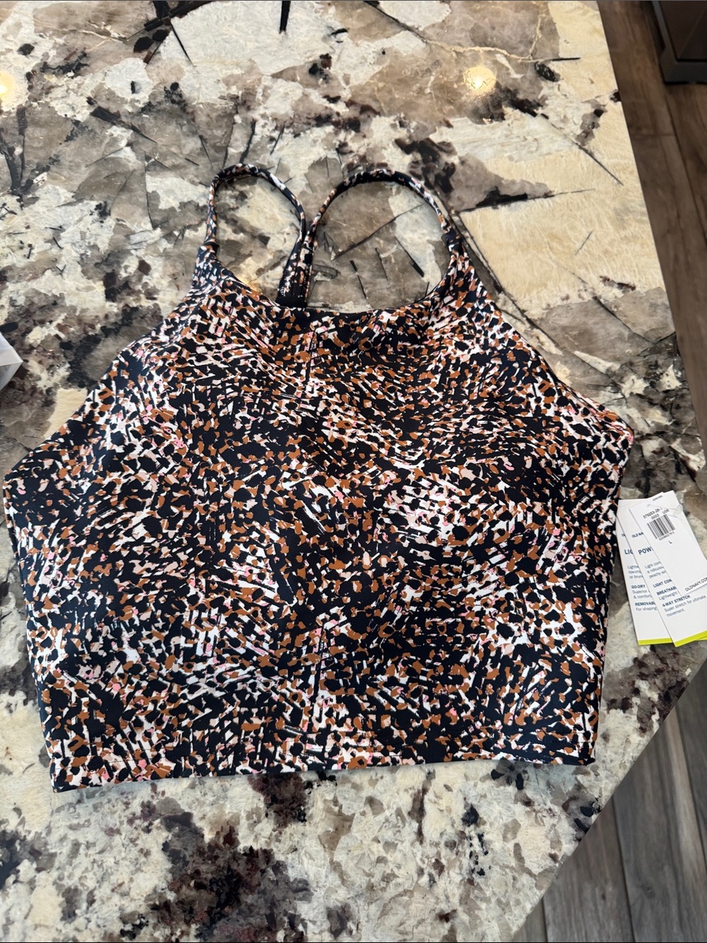Old Navy Black, Brown & White Patterned Sports Bra